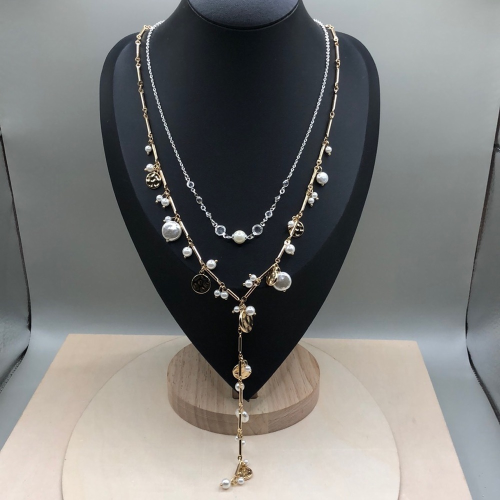 Curated bundle layered look necklaces INC LrL Faux Pearls. New.